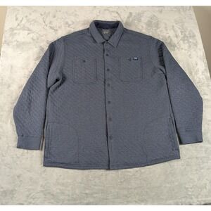 LL Bean Sweatshirt Men 2XL Blue Gray Quilted Snap Traditional Overshirt Shacket